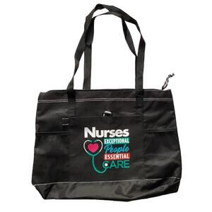 Tote Work Bag Nursing/Nurses Essential Care Worker 18" x 14" Mesh Pockets Black